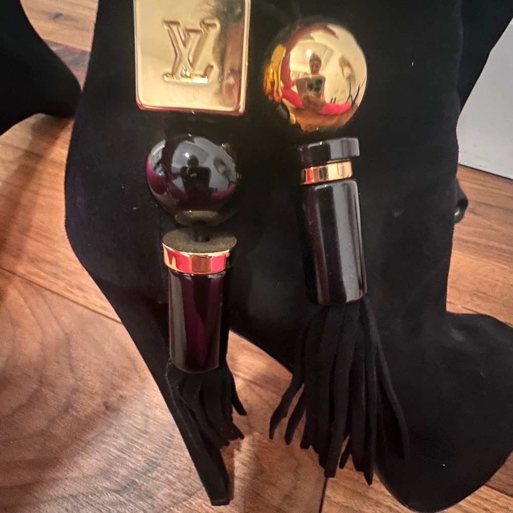 Rare LV High Heel Peep Toe Velvet Booties - Picture 2 of 3